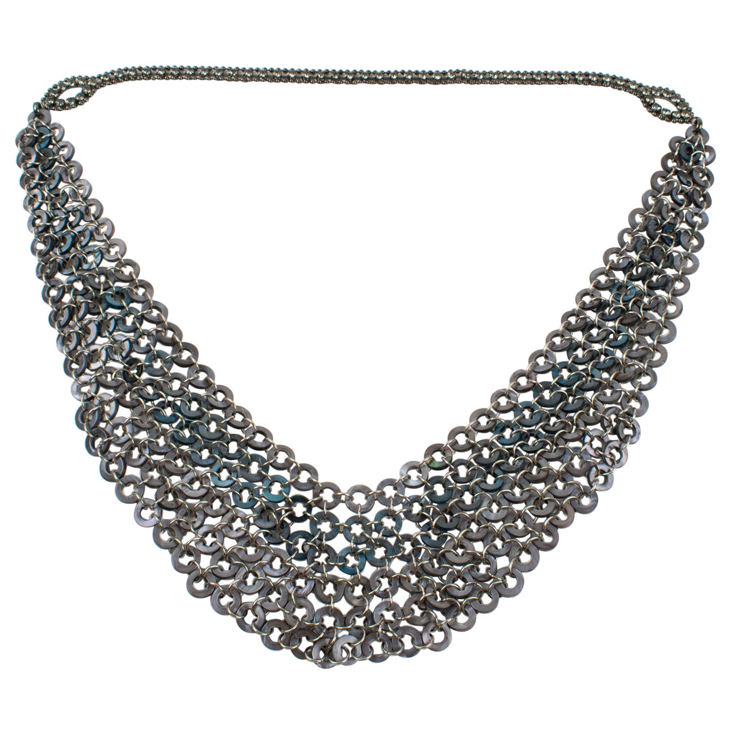 Paco Rabanne Style Futuristic Drapery Space Age Link Necklace For Sale
