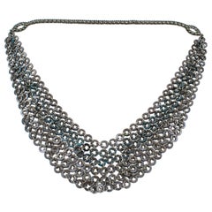 Used Paco Rabanne Style Futuristic Drapery Space Age Link Necklace