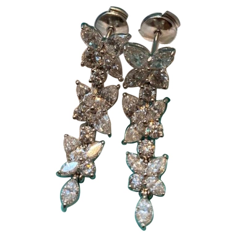 Tiffany Co Victoria Drop earrings mixed cluster For Sale