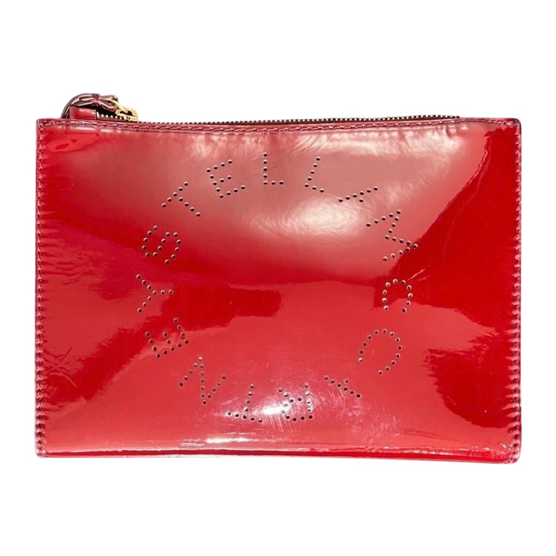 Borsa a Mano Stella McCartney Clutch Lucida Traforata Kirsche im Angebot