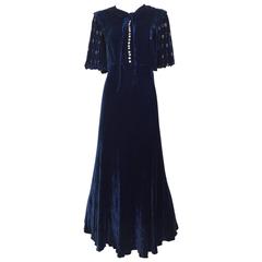 1930s Blue Velvet dress