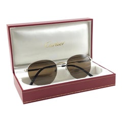 New Retro Cartier Colisee Platine Plated 49 18 Frame France 1990 Sunglasses