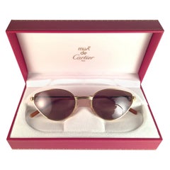 Nuevo Cartier Rivoli Vendome 56mm Cat Eye Gafas de sol 18k Heavy Plated Francia