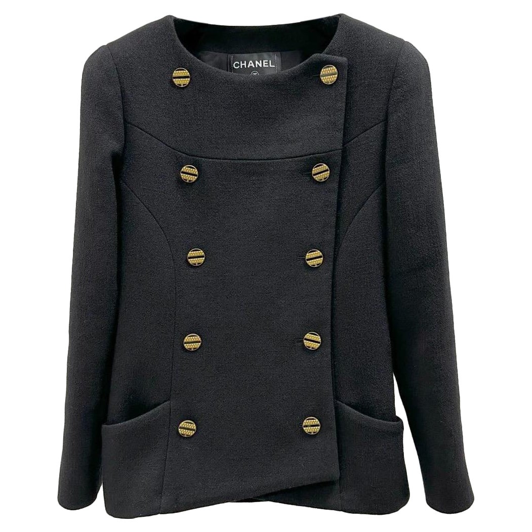 CHANEL 19A Black Wool Jacket Blazer   For Sale
