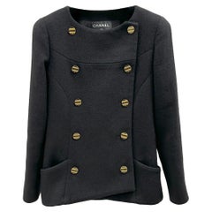 CHANEL 19A Black Wool Jacket Blazer  