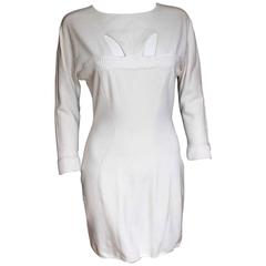 Terry Mugler Vintage White Cut Out Stretch Dress 44