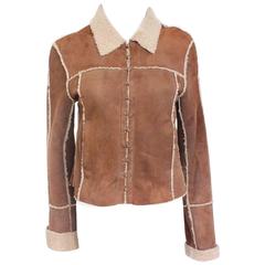 Balmain Brown Shearling Sheepskin Leather Jacket 38 uk 6