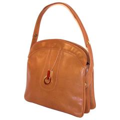 Classic 1970's Italian Leather Adjustable Strap Handbag
