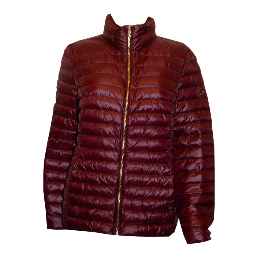 Kate Spade Burgundy Puffa Jacket with Hood in Collar For Sale