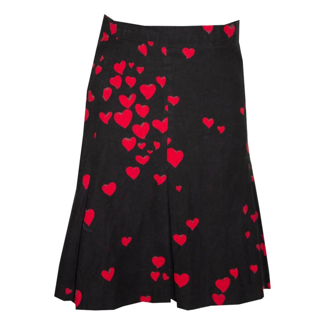 Moschino Black and Red heart print cotton skirt For Sale