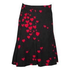 Moschino Black and Red heart print cotton skirt