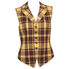 1980's Mondi Plaid Menswear Style Waistcoat Vest