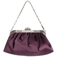 VERSACE Purple Satin EVENING Bag CLUTCH Purse RHINESTONES Detail 6