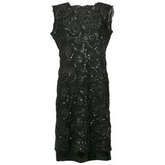 1960 's Balenciaga Haute -Couture Blake Lace Sequins Cocktail Dress