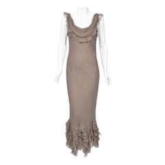2006 Christian Dior by John Galliano Smoky Silk Tiered Ruffle Bias-Cut Gown
