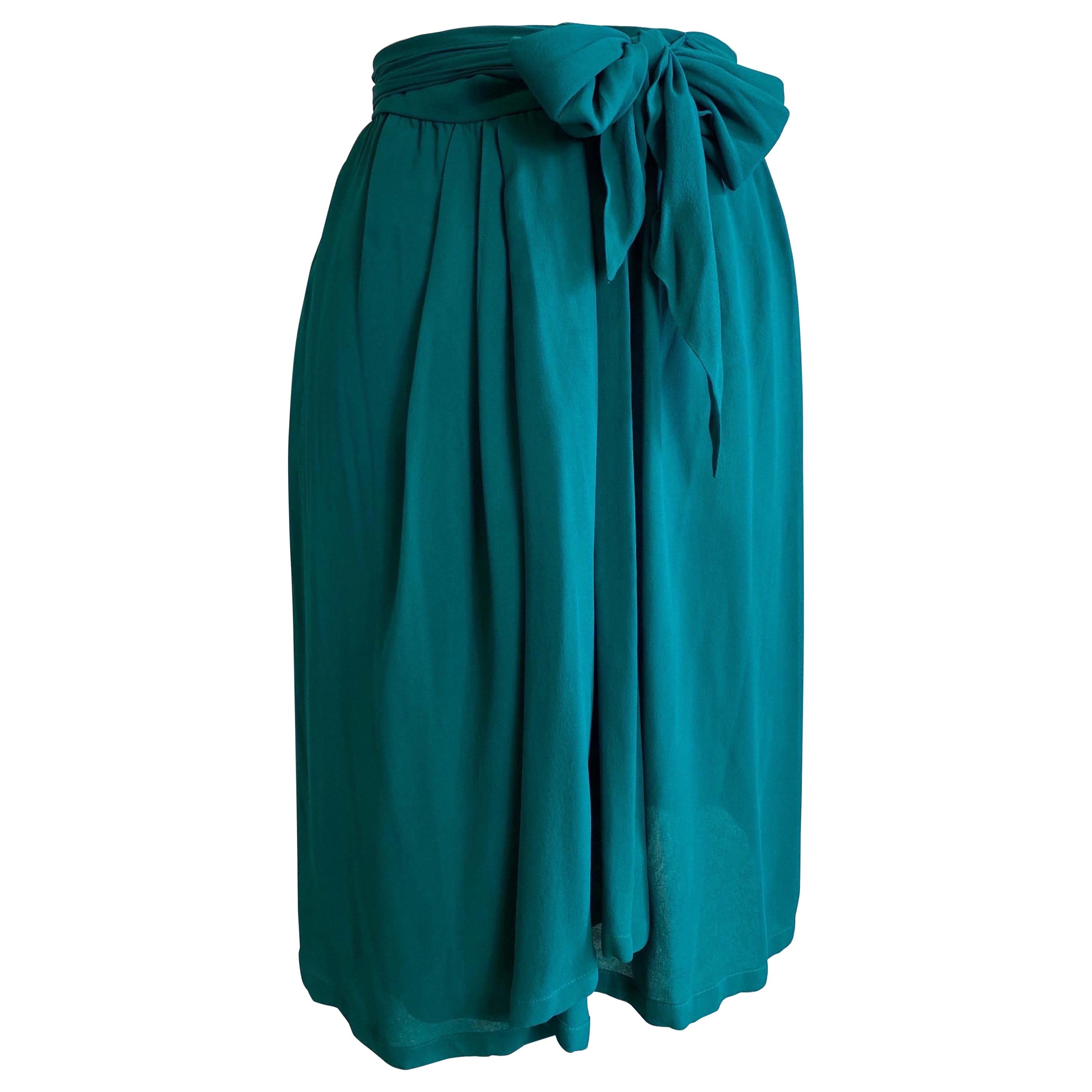 Yves Saint Laurent Vintage Emerald Green Skirt For Sale