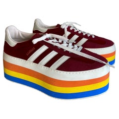 Adidas X Gucci Gazelle bordeaux and Rainbow sneakers