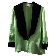 Yves Saint Laurent Vintage Silk and Velvet Blouse