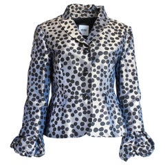 Moschino Jacket Gunmetal Silk with Polka Dots Puff Sleeves Cheap and Chic US 12