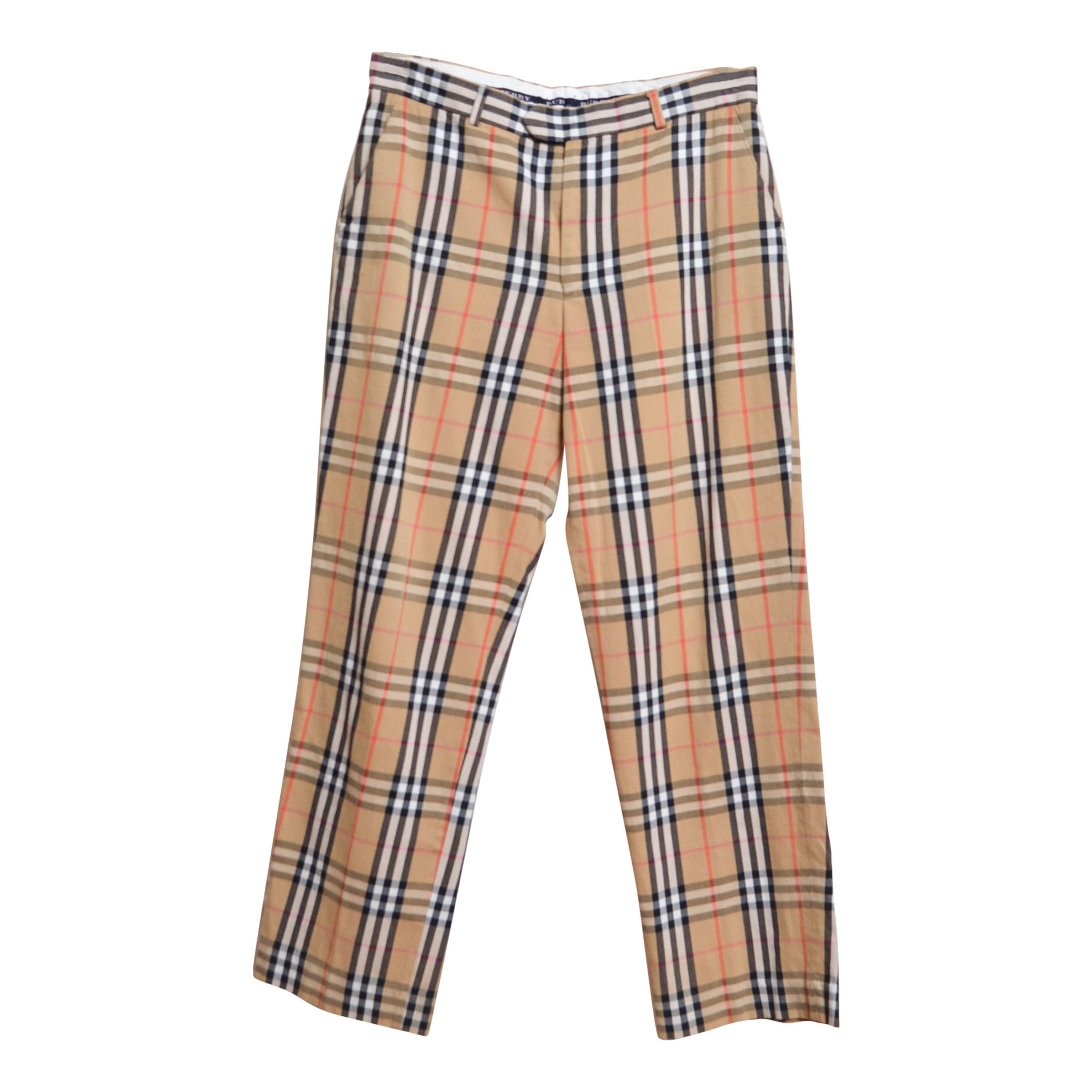 Vintage BURBERRY Classic Nova Check Patterned Tartan Trousers - Plaid Pants For Sale