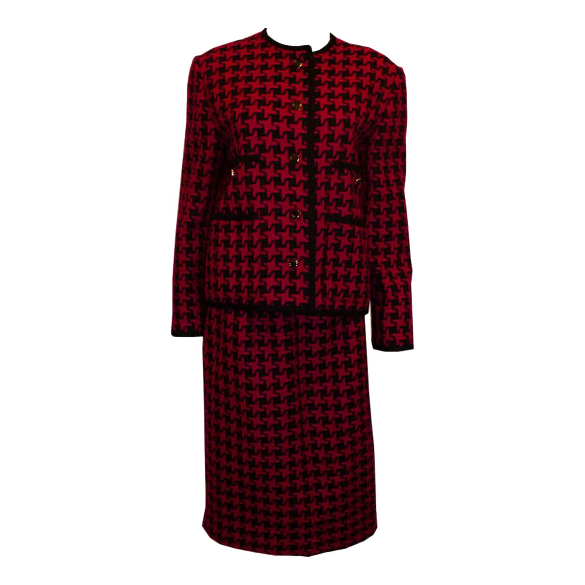 Vintage Liberty of London Pink and Black Skirt Suit For Sale