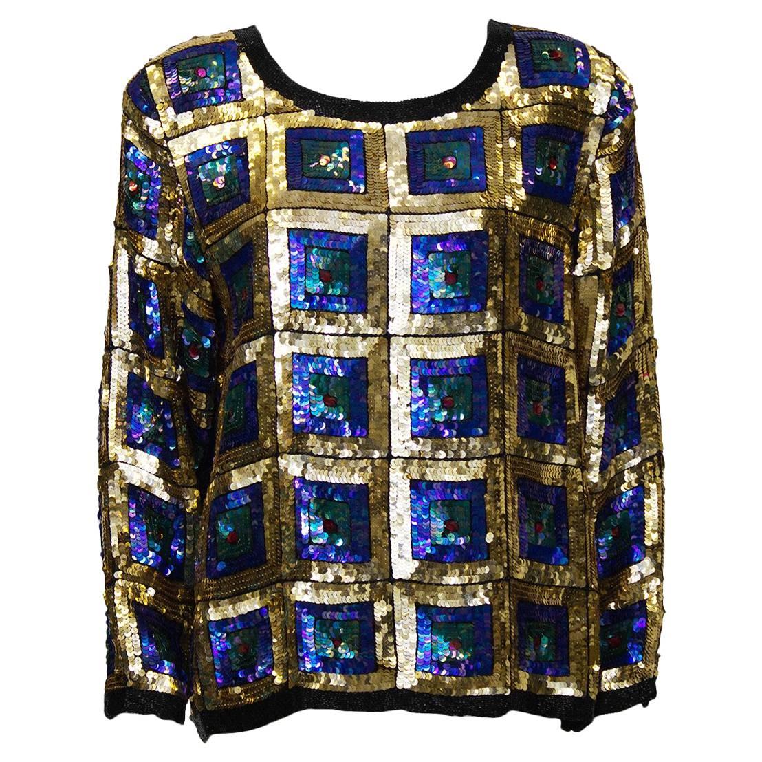 1970's Gold Sequin Pull-Over Top