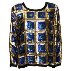 1970's Gold Sequin Pull-Over Top