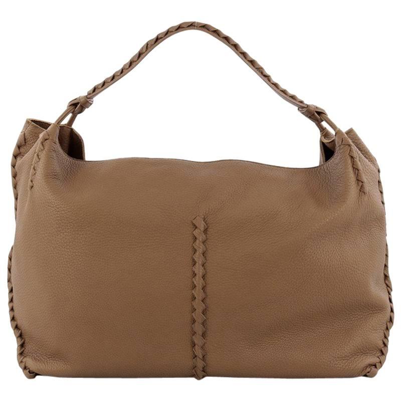 Bottega Veneta Shoulder Bag Cervo Leather with Intrecciato Detail Large