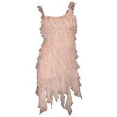Amazing Haute Couture Atelier Versace Pale Pink Ruched Chiffon Silk Sequin Dress