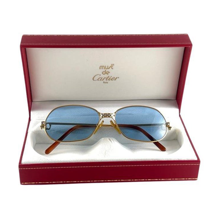 Vintage Cartier Panthere GM 54MM Gold schwere vergoldete Vintage-Sonnenbrille Frankreich 18k  im Angebot
