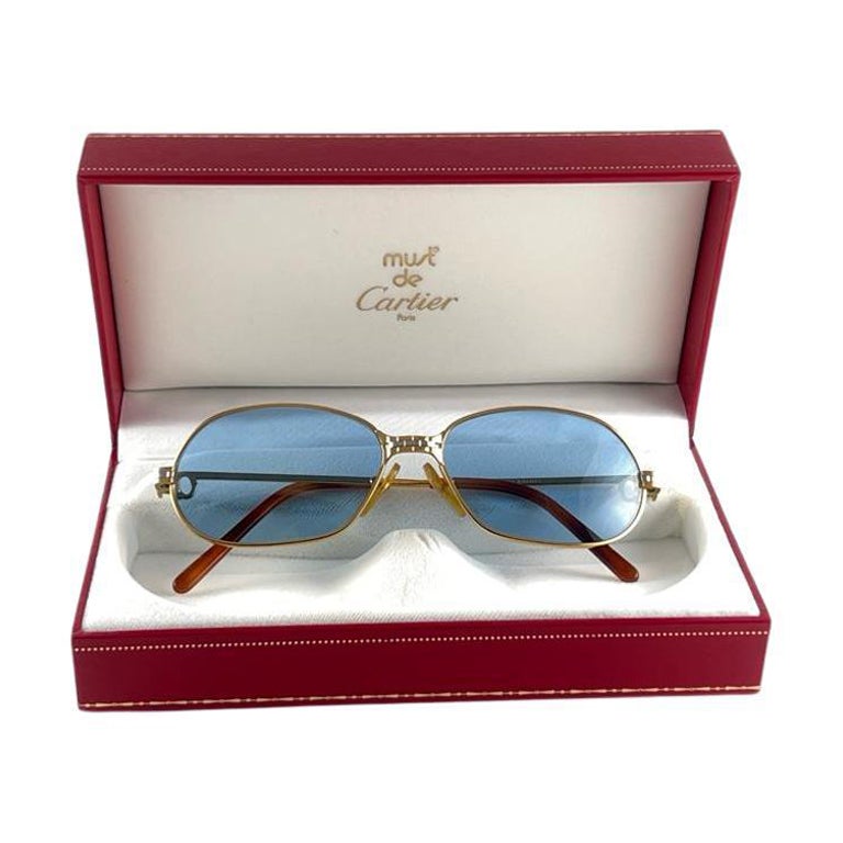 Lunettes de soleil vintage Cartier Panthere GM 54MM plaqué or lourd France 18k  en vente