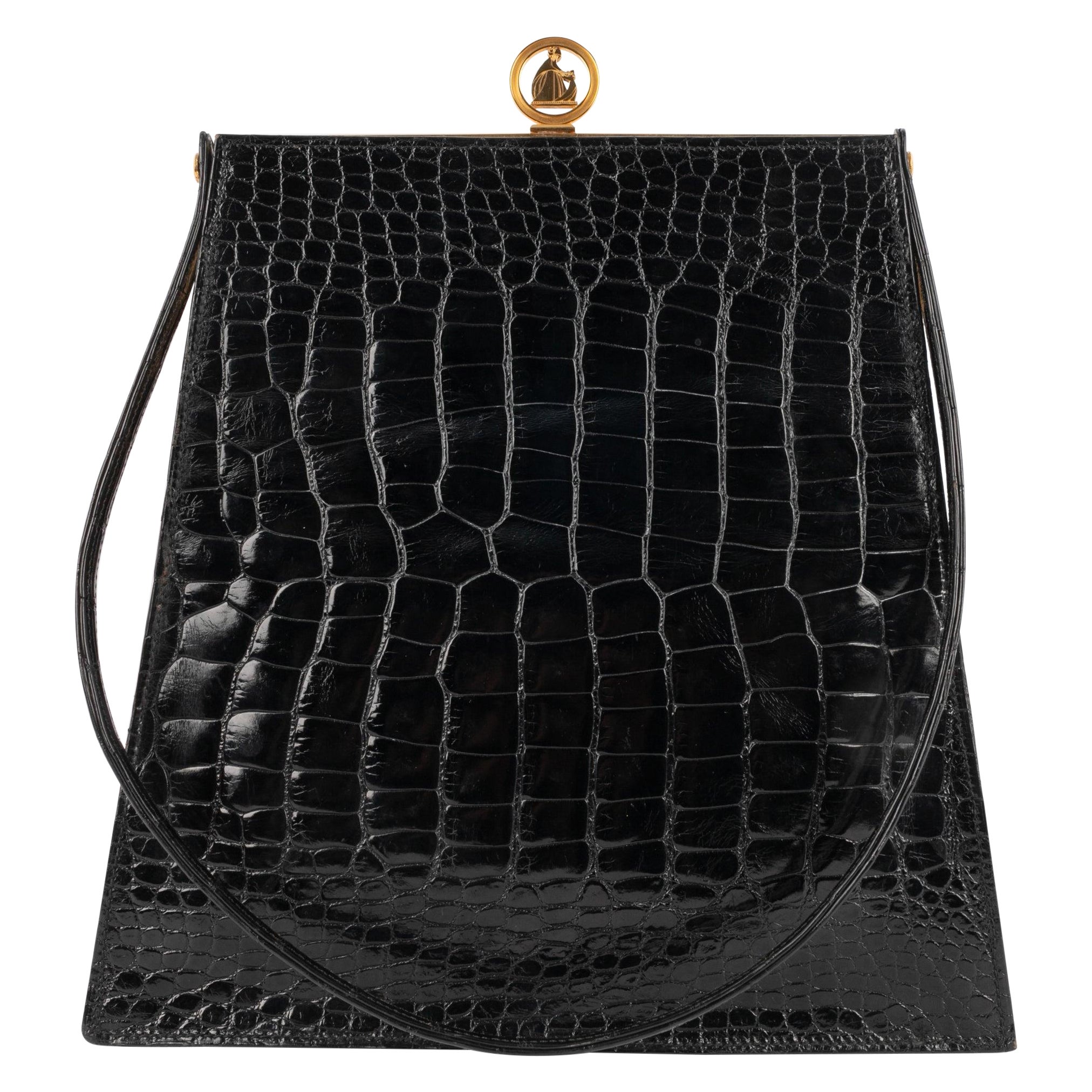 Lanvin Crocodile Black Exotic Leather Bag For Sale