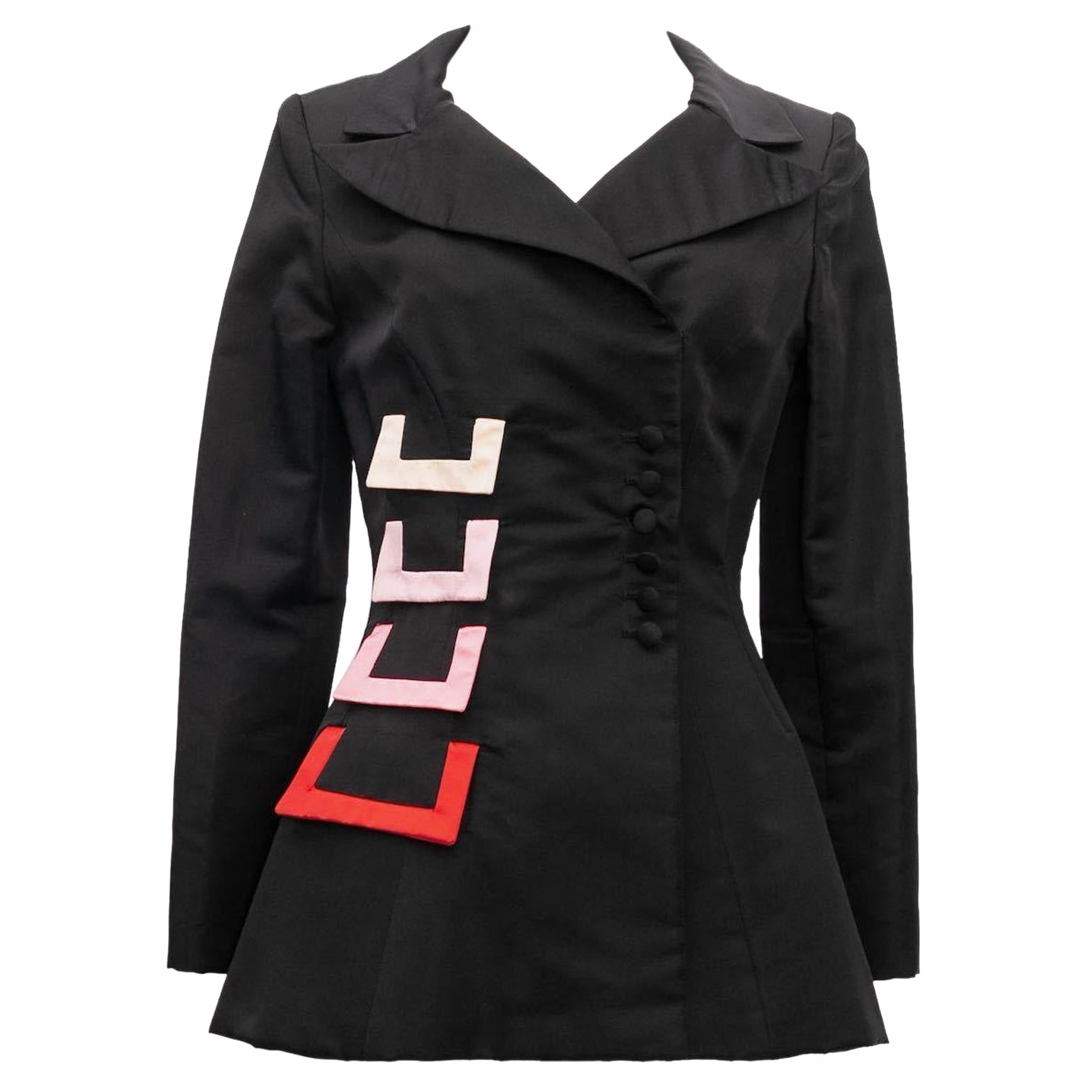 Ted Lapidus Haute Couture Black Satin Jacket For Sale
