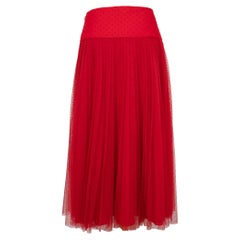 Dior jupe longue en tulle rouge à pois suisses