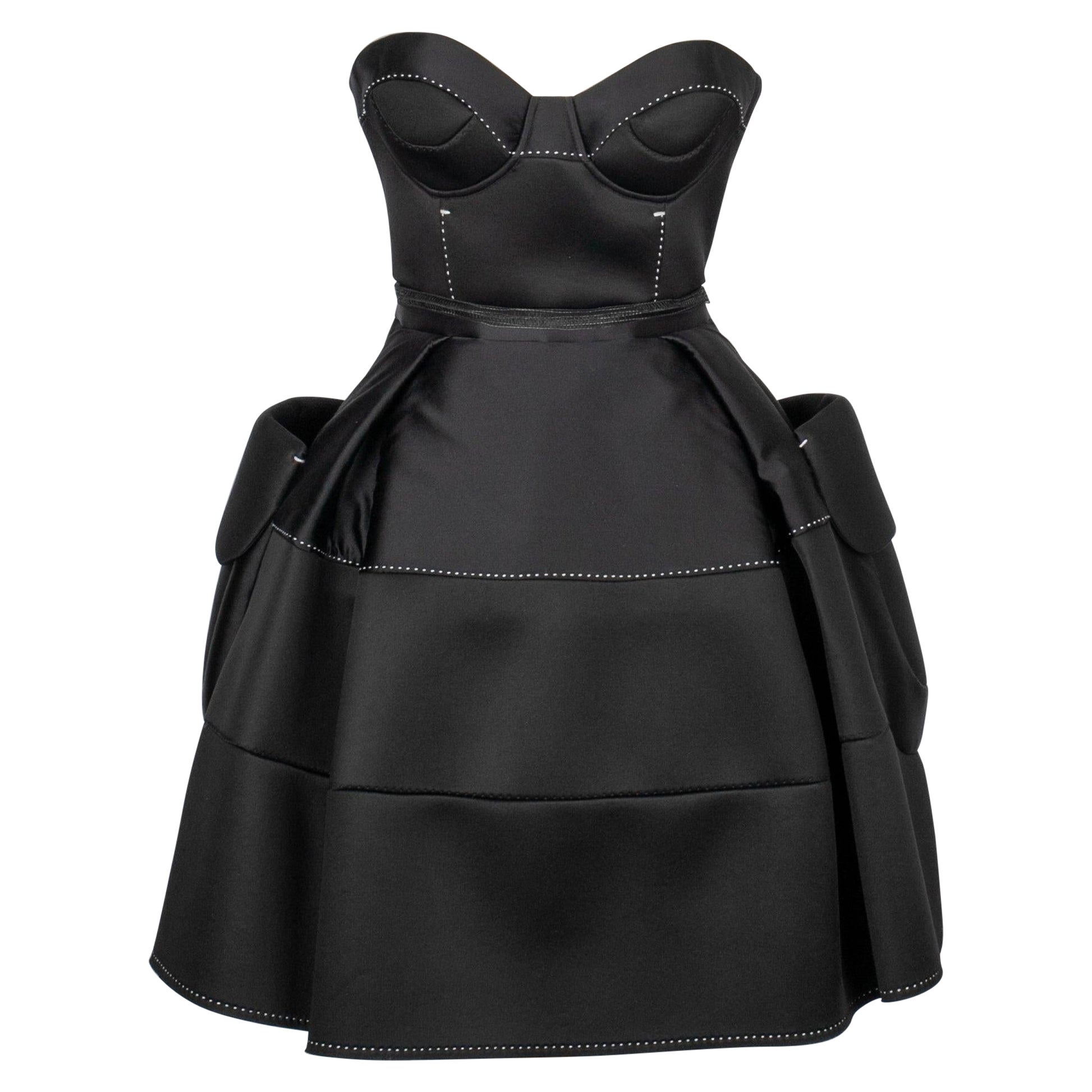 Paule Ka Black Neoprene Mini Bustier Dress For Sale
