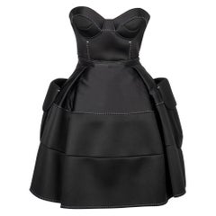 Paule Ka Black Neoprene Mini Bustier Dress