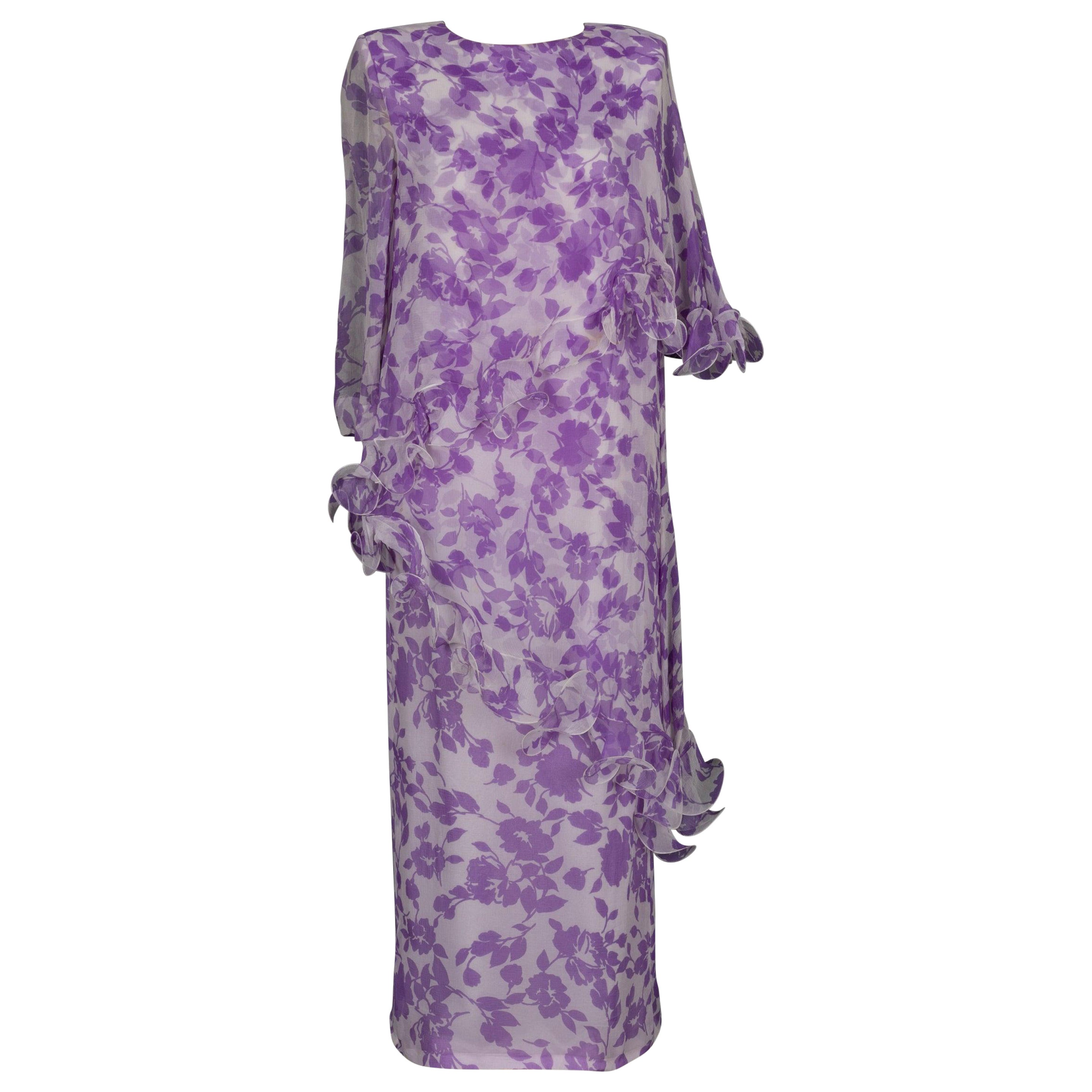 Pierre Cardin Asymmetrical Sheath Silk Dress For Sale