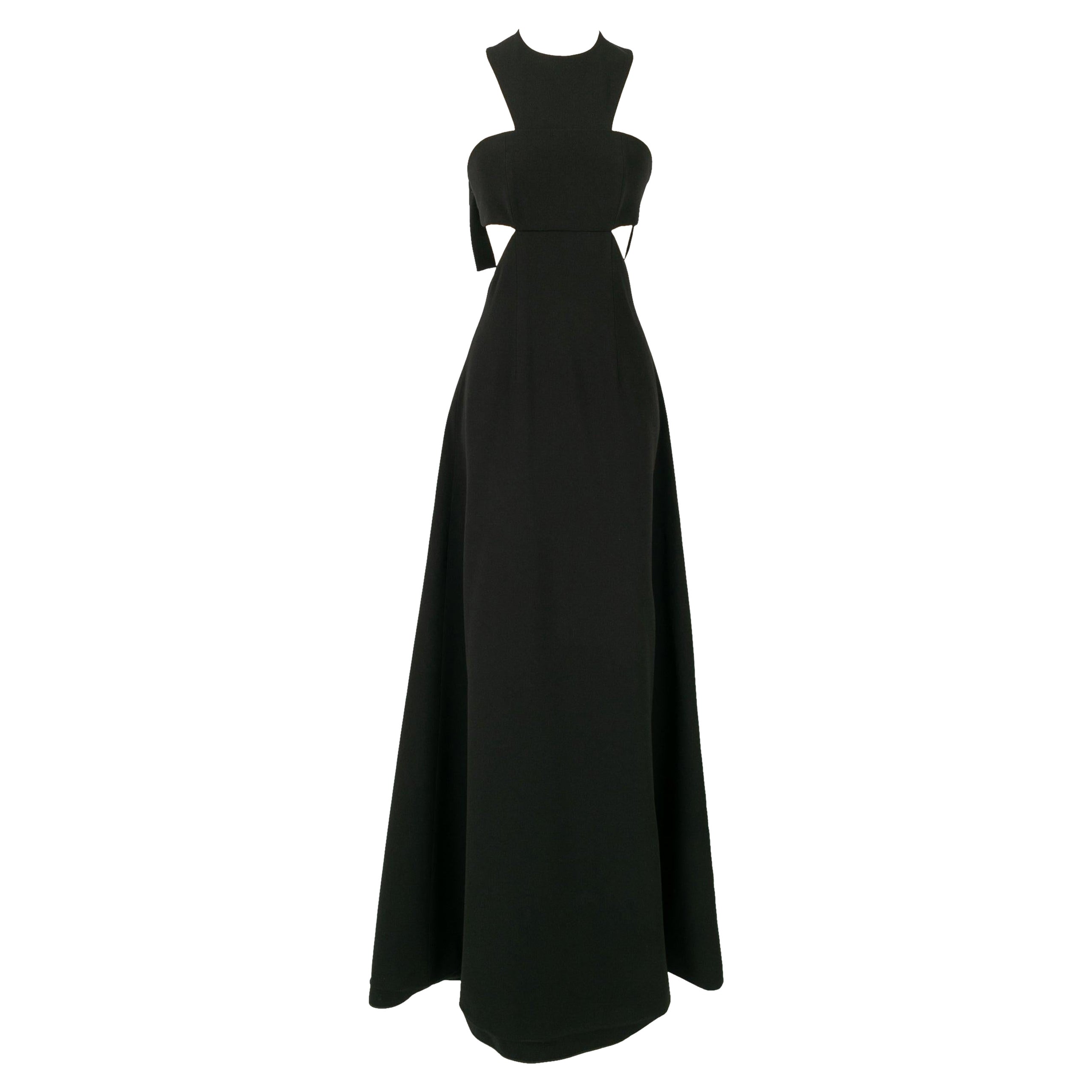 Paule Ka Black Open-Back Long Dress For Sale