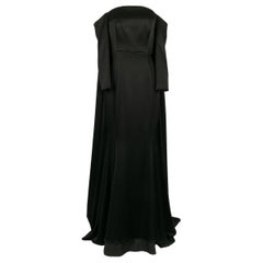 Paule Ka Black Maxi Dress in Duchess Satin, 2022