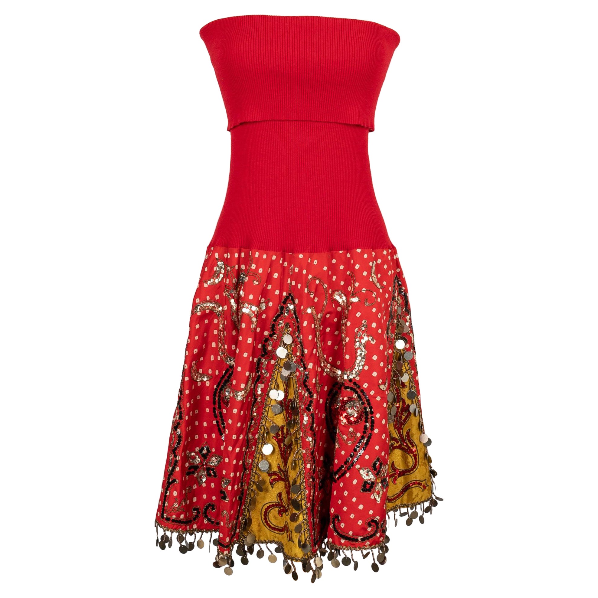 Christian Dior Red Mesh and Silk Skirt/dress, 2002 For Sale