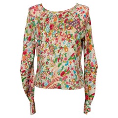 Christian Dior Long-sleeved Top with Multicolored Flower Patterns
