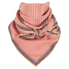 Chanel Silk Foulard in Red, Beige and Blue Tones