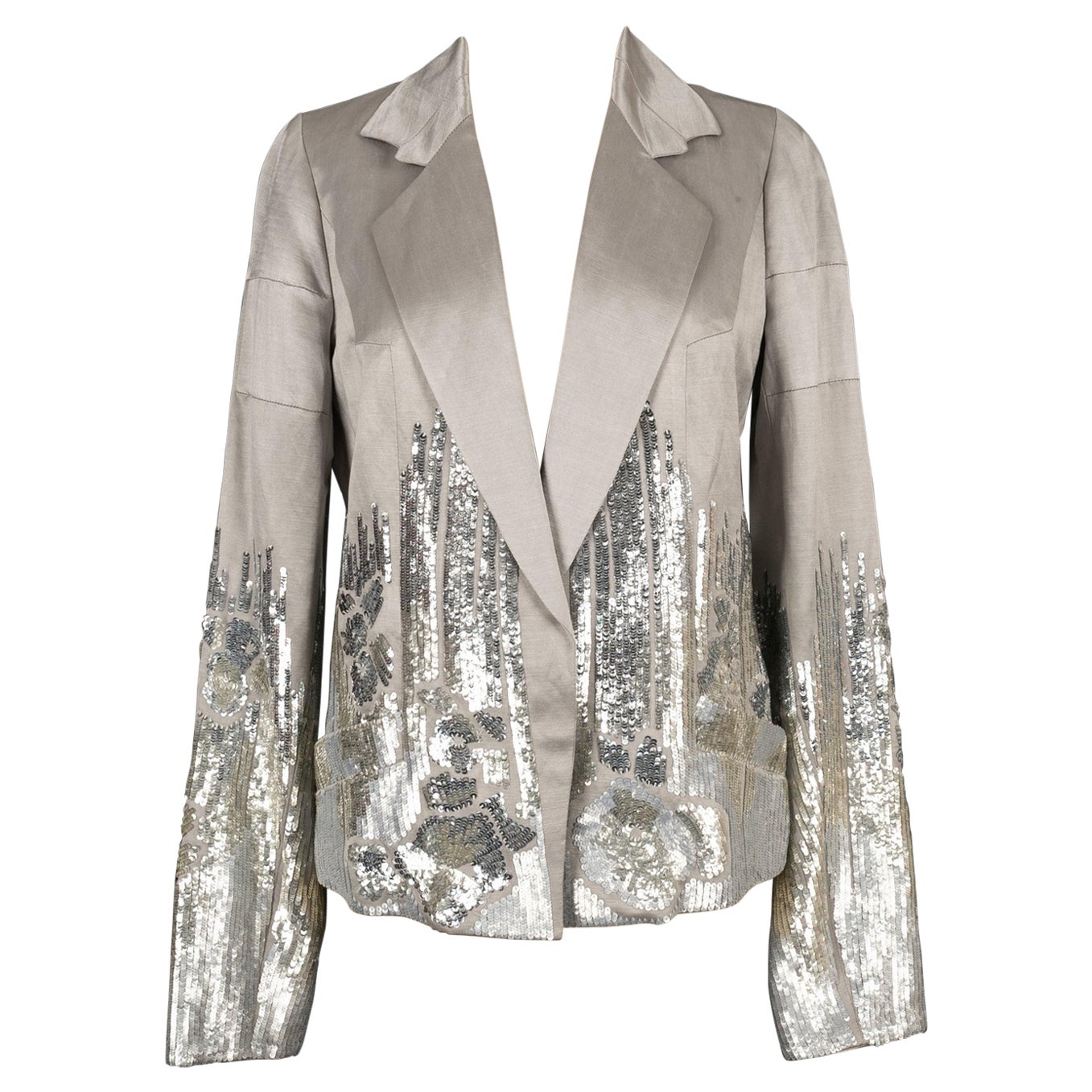 Galliano Silvery Silk and Linen Jacket, 2007 For Sale