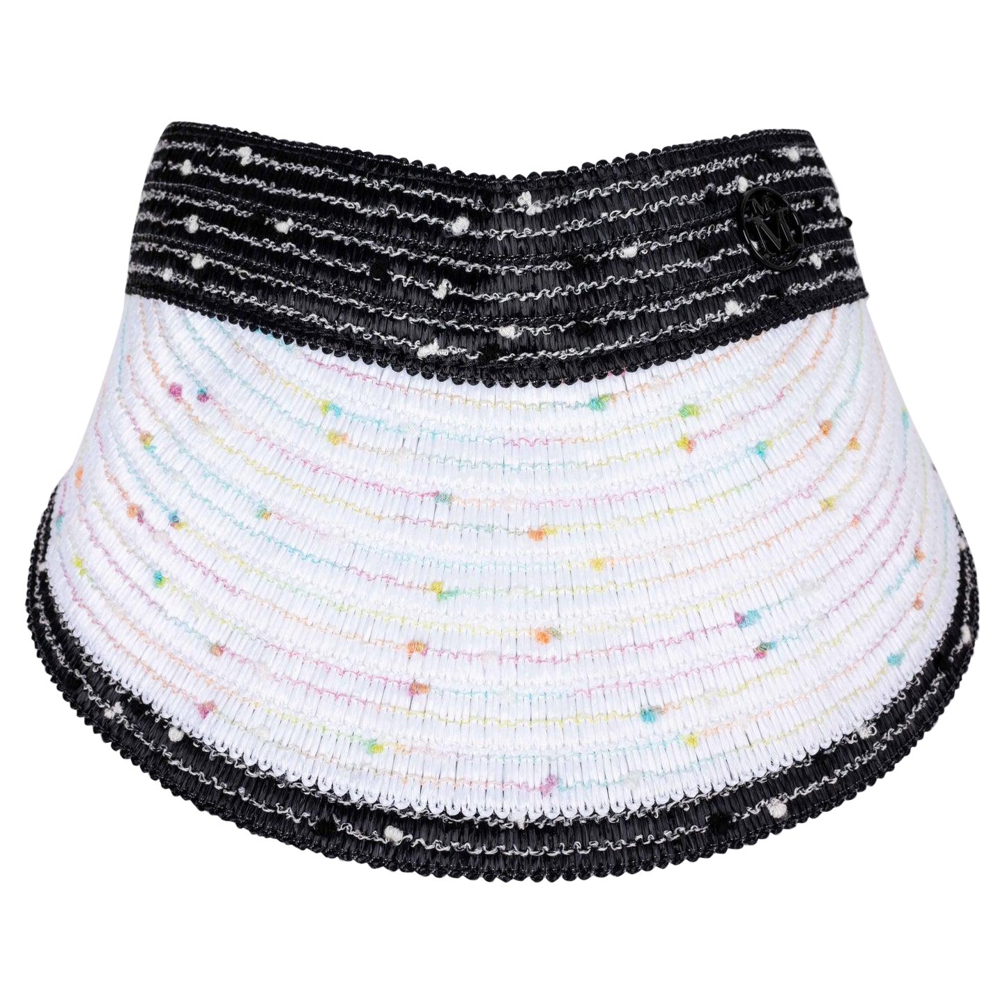 Maison Michel Eyeshade in Black and White Raffia Hat For Sale