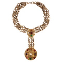 Chanel Byzantine Golden Metal Necklace with Glass Paste, 1984