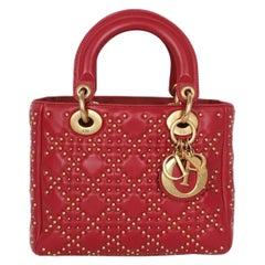 Dior Red Leather Bag with Golden Metal, 2017