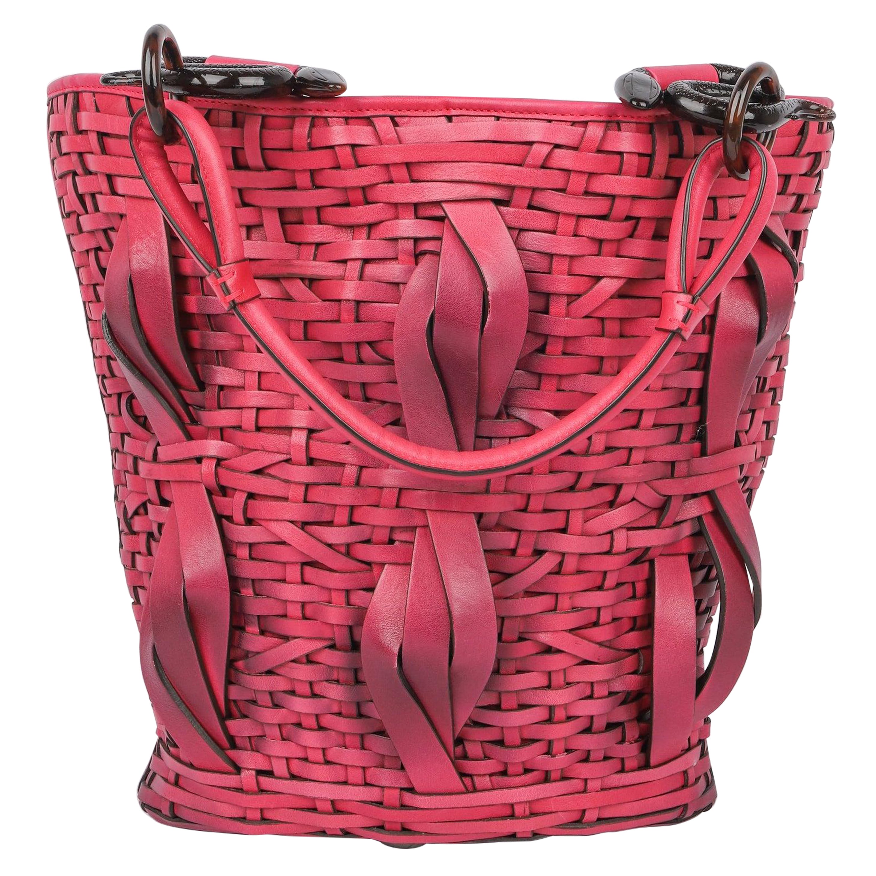 Christian Dior "Samurai" Bakelite and Pink Leather Bucket Bag, 2007 For Sale