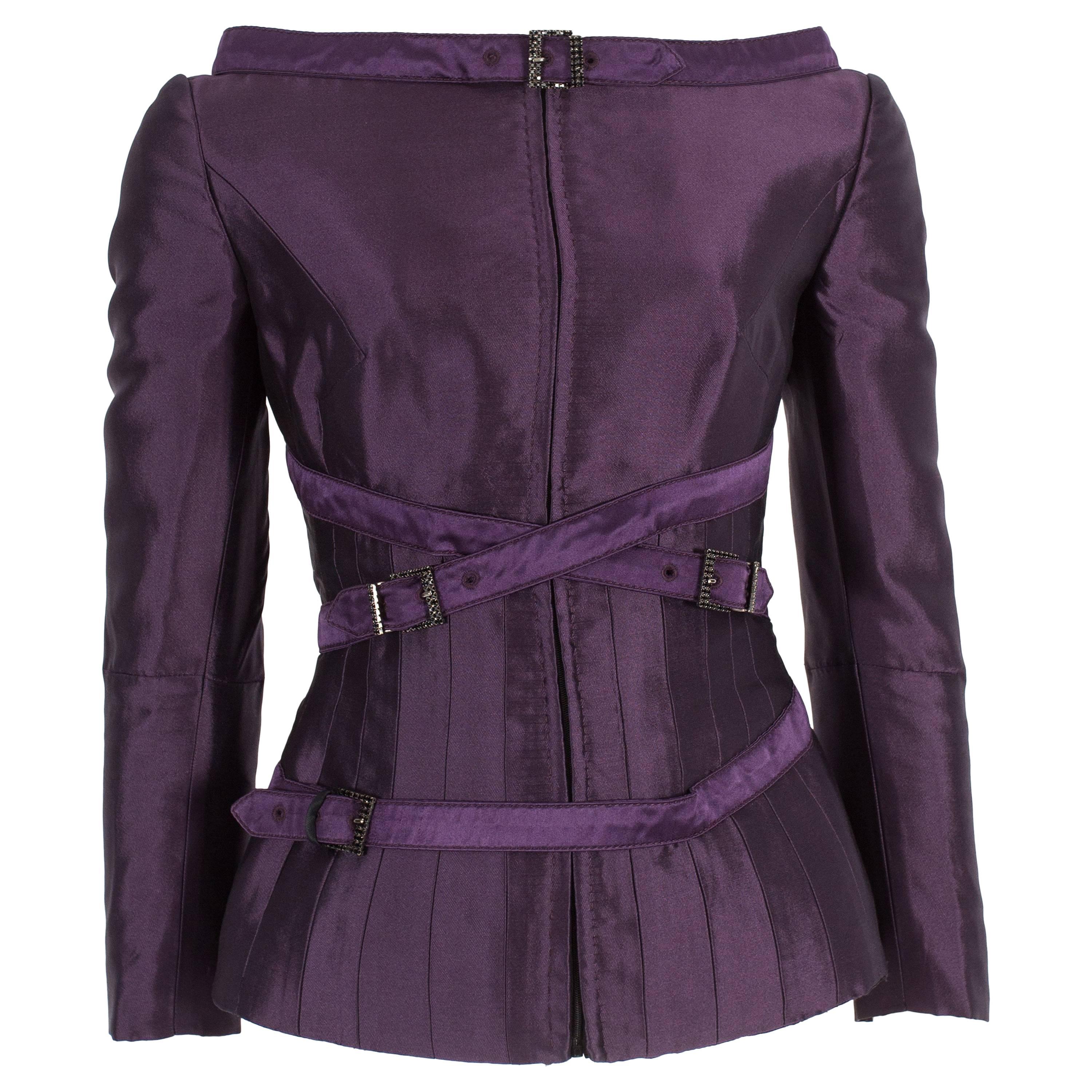 Alexander McQueen purple silk taffeta evening jacket, fw 2007 For Sale