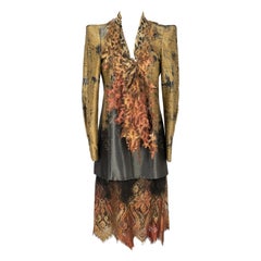 Vintage Christian Lacroix Skirt and a Jacket Decorated with Tie-and-Dye Lace Set
