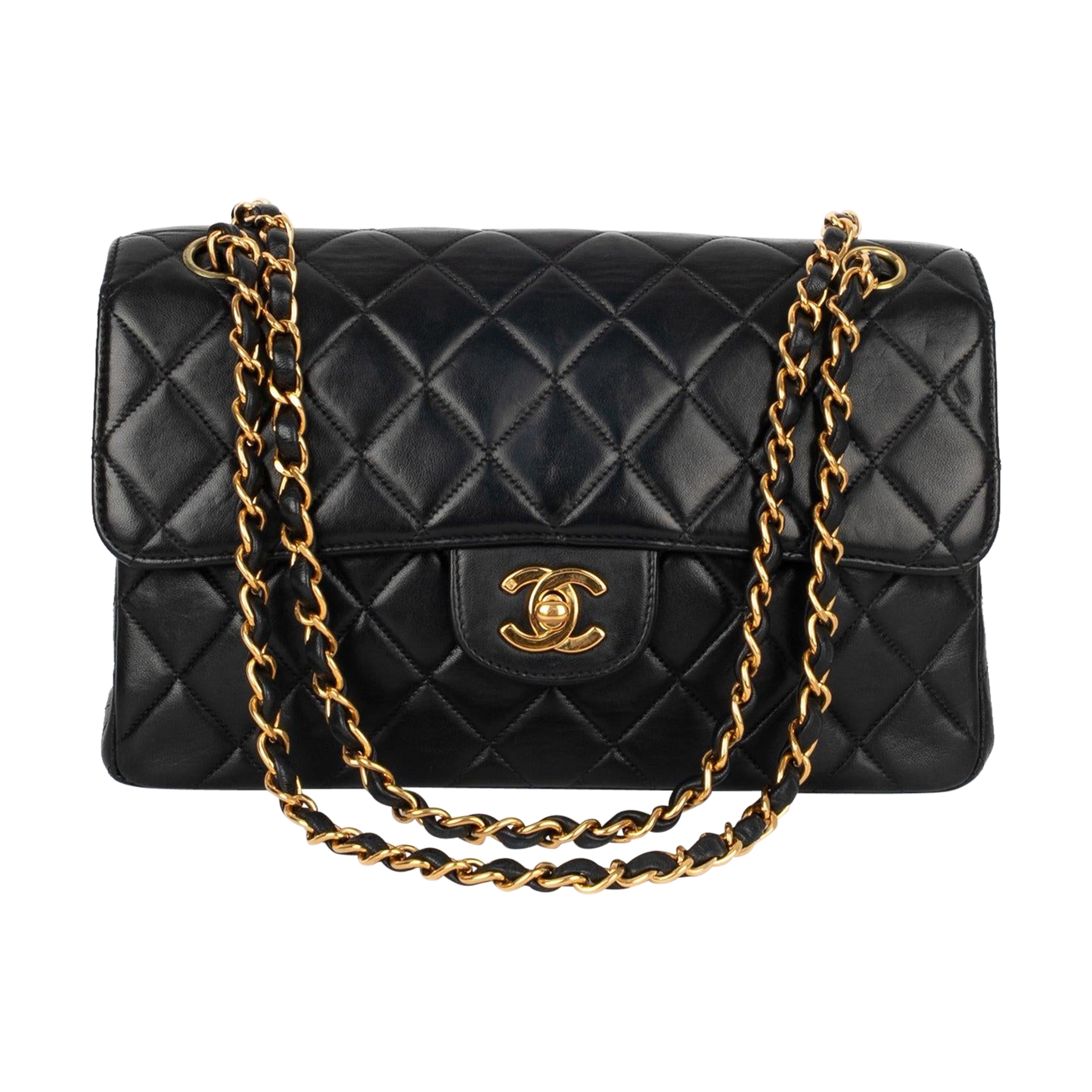Chanel Timeless Quilted Black Leather Bag, 1996/1997 For Sale